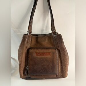 Vintage Fossil Brown Leather Crossbody Shoulder Bag Tote